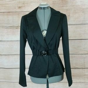 Ruffled Collar Peplum Blazer